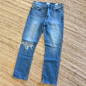 Hudson Jeans Size 28 High-Rise Straight Leg Distressed Knee Blue